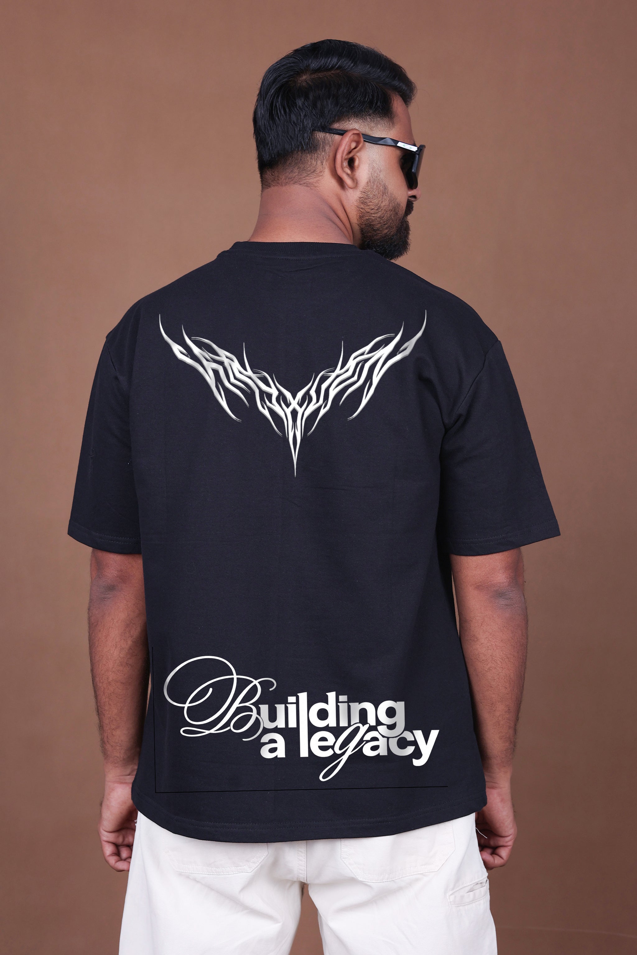 Printed Oversized T-shirt | Building a Legacy | Black T-Shirt