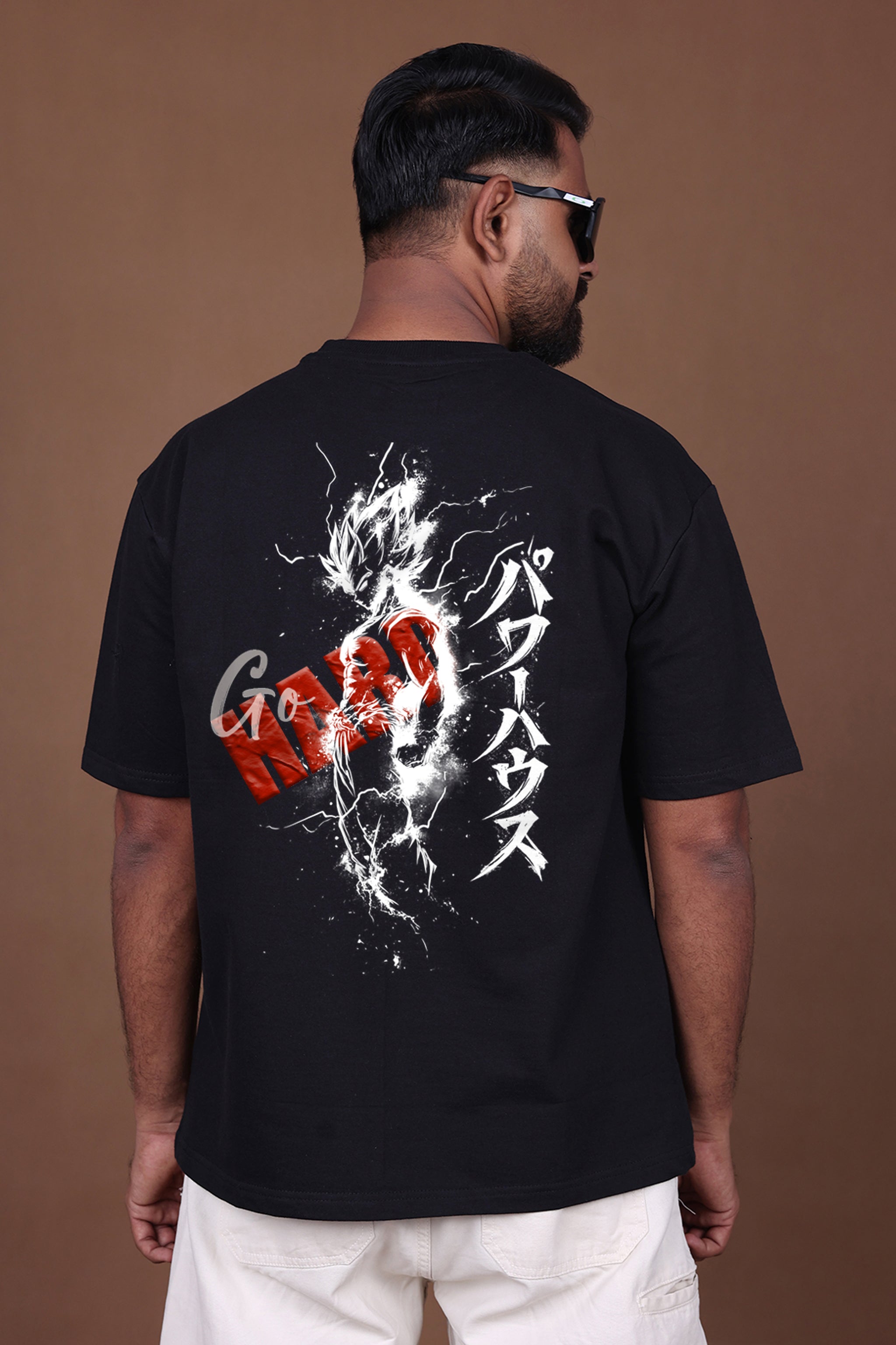 Printed Oversized T-shirt | DISCIPLINE × POWER MODE Anime Tee | Black T-Shirt