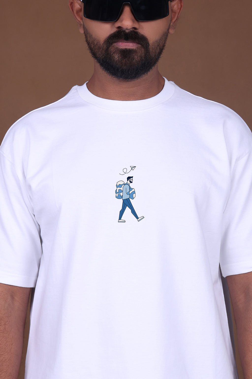 Printed Oversized T-shirt | Traveler Graphic | White T-Shirt