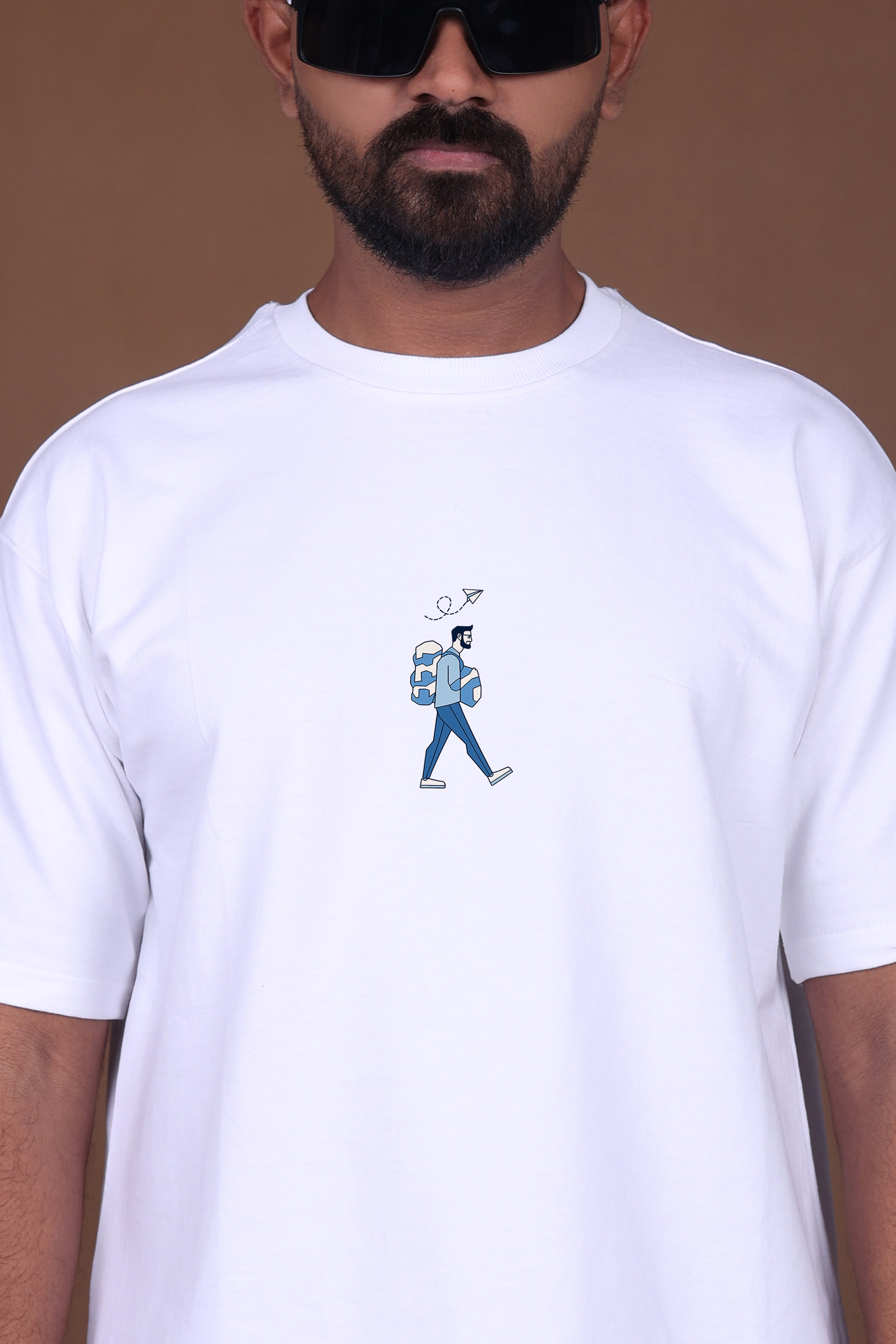 Printed Oversized T-shirt | Traveler Graphic | White T-Shirt