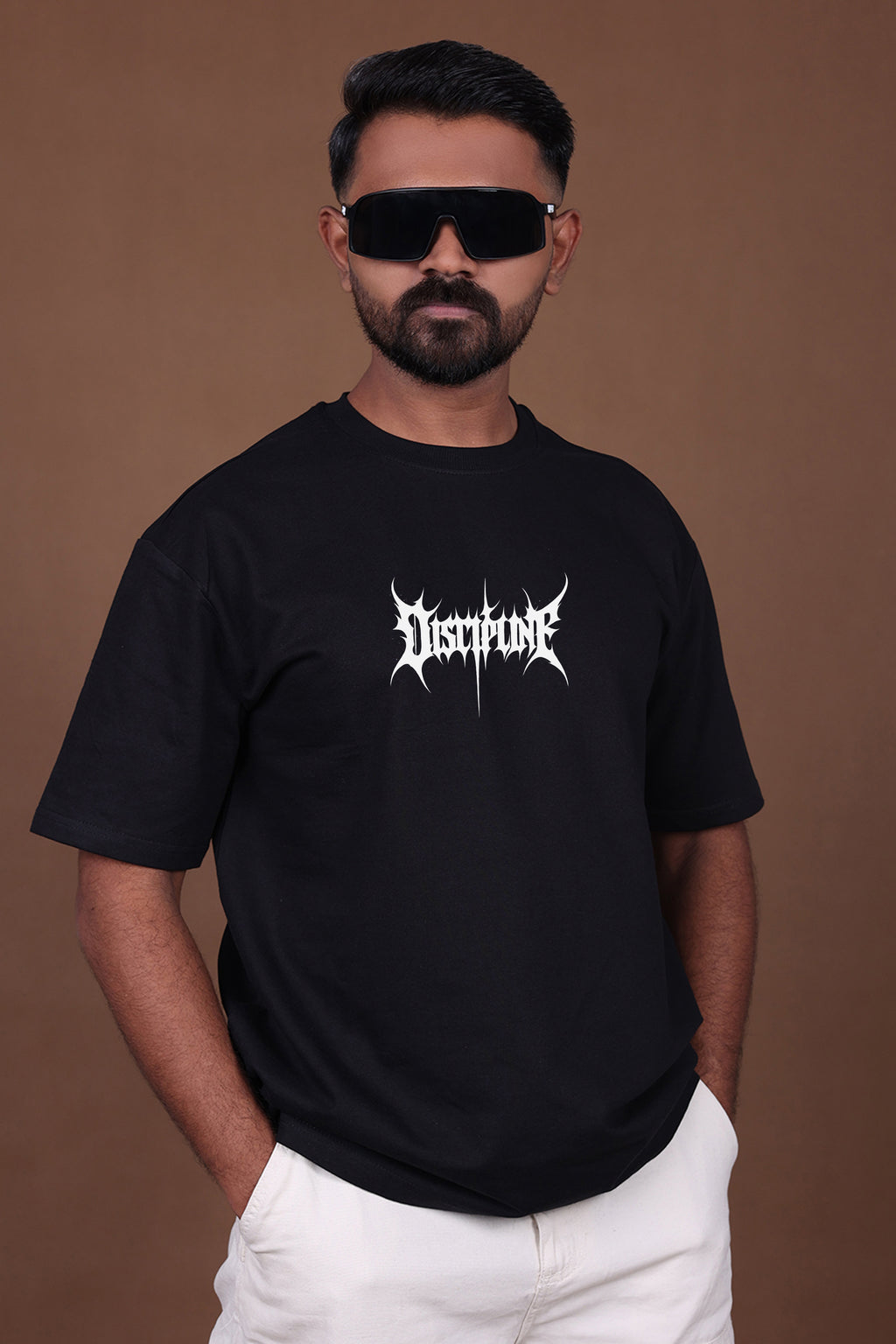 Printed Oversized T-shirt | DISCIPLINE × POWER MODE Anime Tee | Black T-Shirt