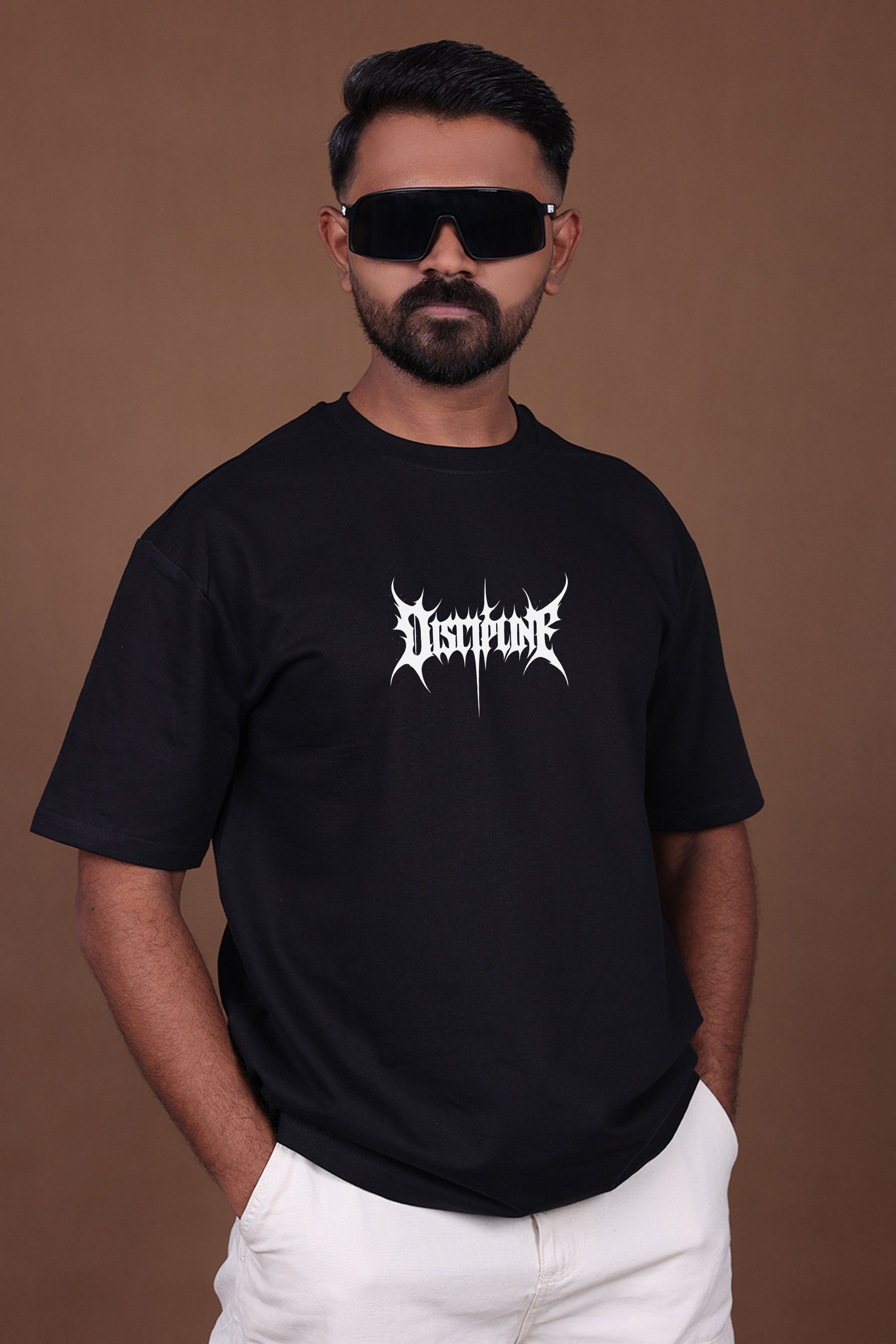 Printed Oversized T-shirt | DISCIPLINE × POWER MODE Anime Tee | Black T-Shirt