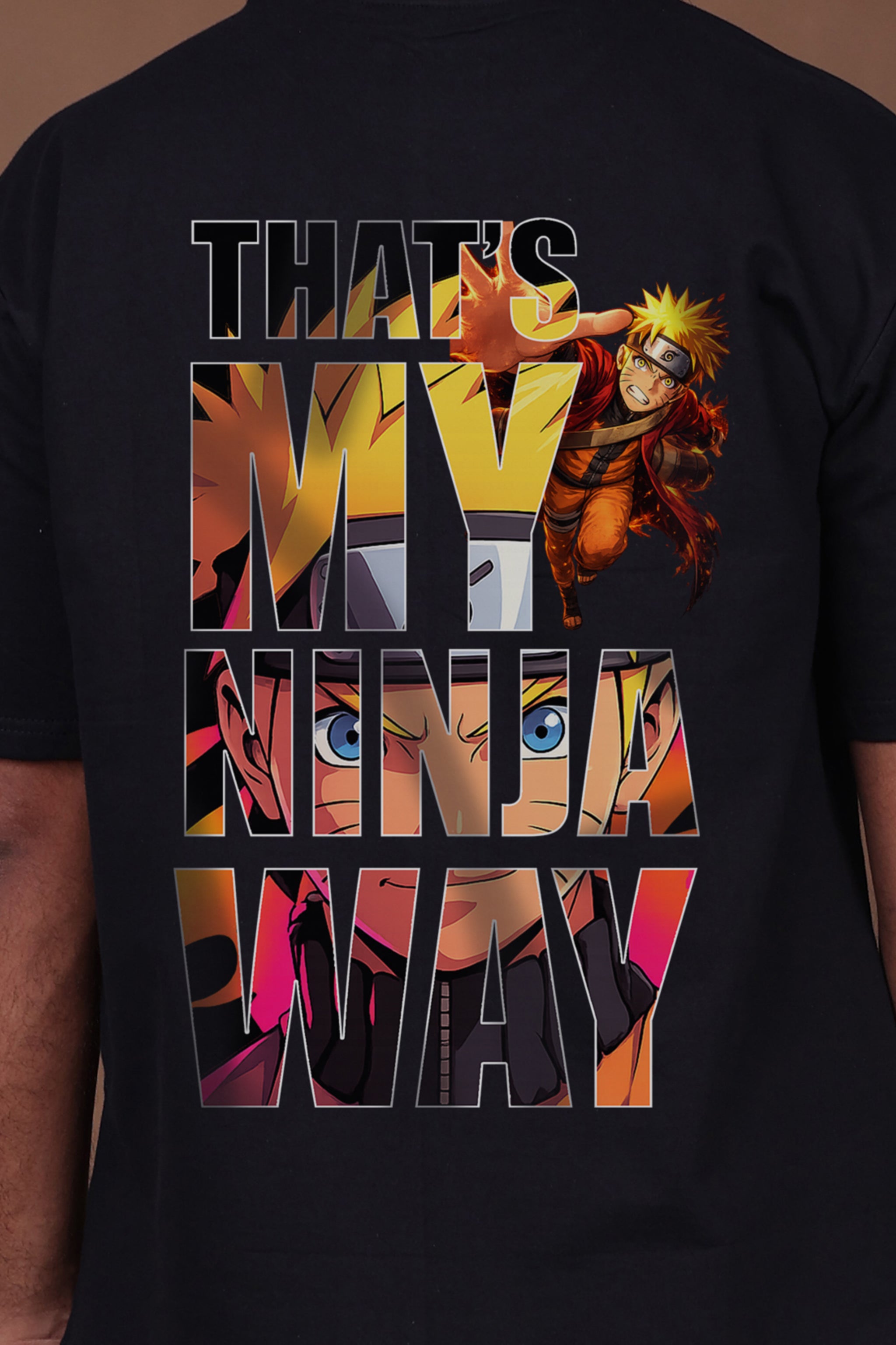 Printed Oversized T-shirt | Hidden Power – Anime Inspired T-Shirt | Black T-Shirt