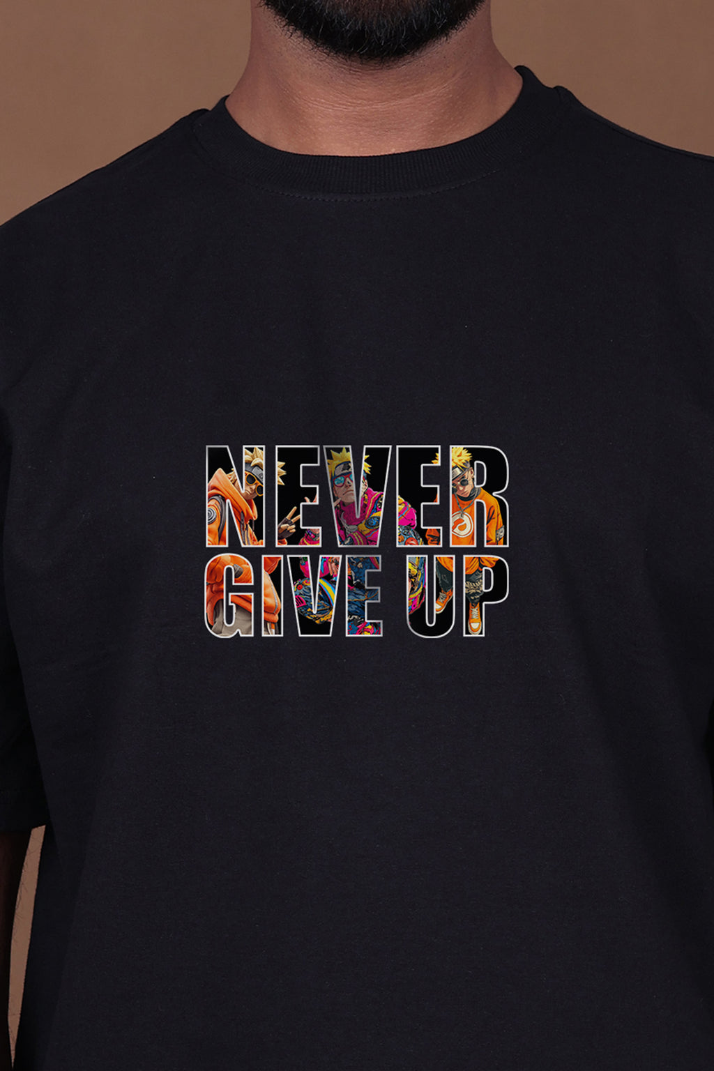 Printed Oversized T-shirt | Hidden Power – Anime Inspired T-Shirt | Black T-Shirt