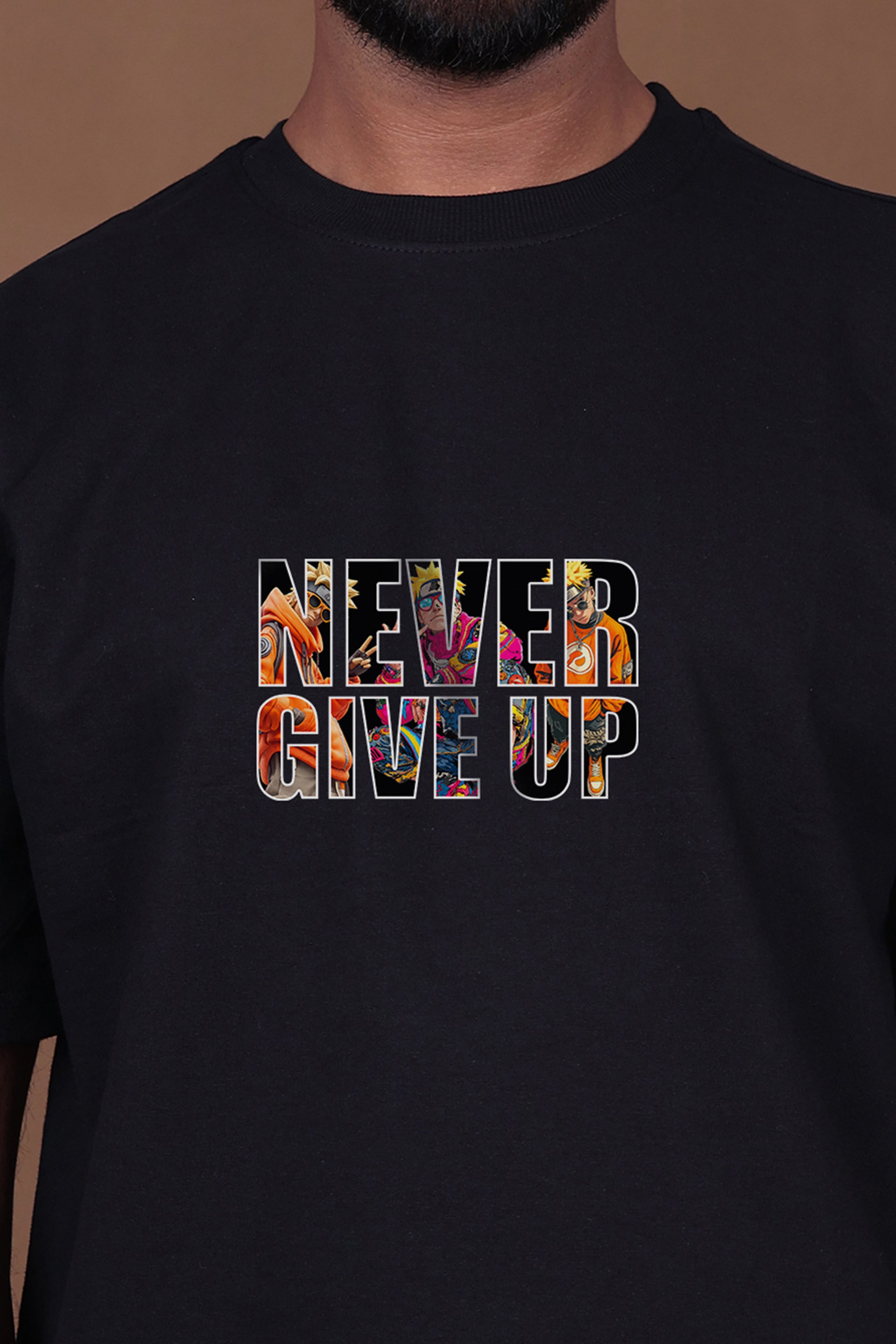 Printed Oversized T-shirt | Hidden Power – Anime Inspired T-Shirt | Black T-Shirt