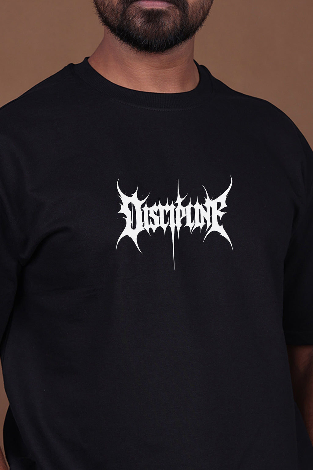Printed Oversized T-shirt | DISCIPLINE × POWER MODE Anime Tee | Black T-Shirt