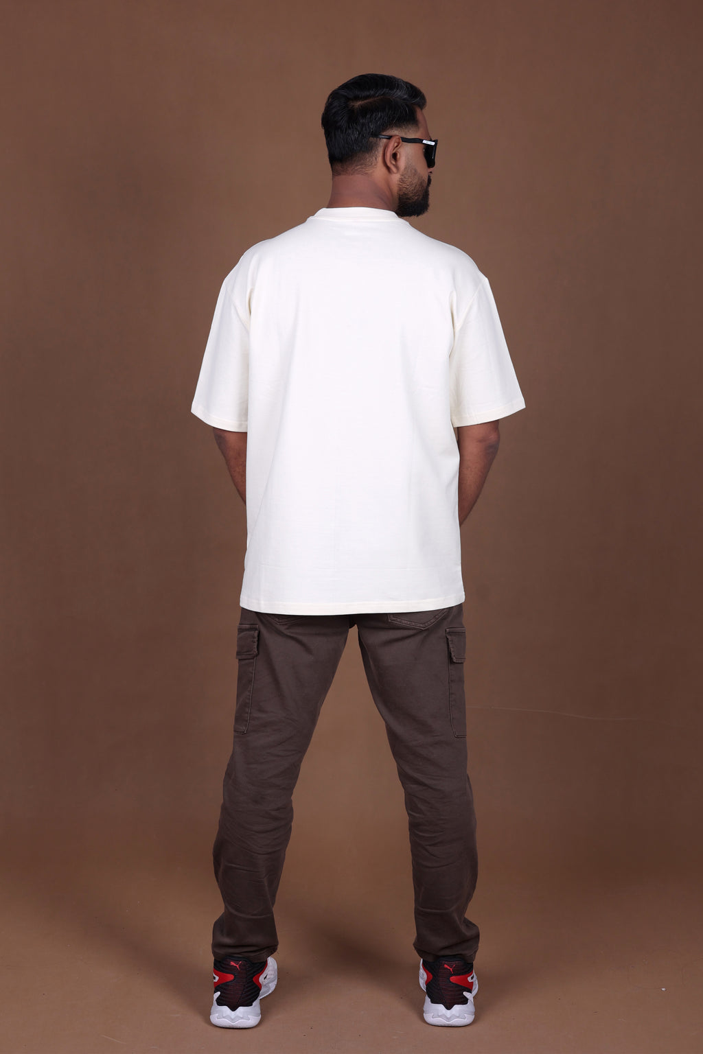 Printed Oversized T-shirt | Trendy Abstract Nature Print Streetwear | Off-White T-Shirt
