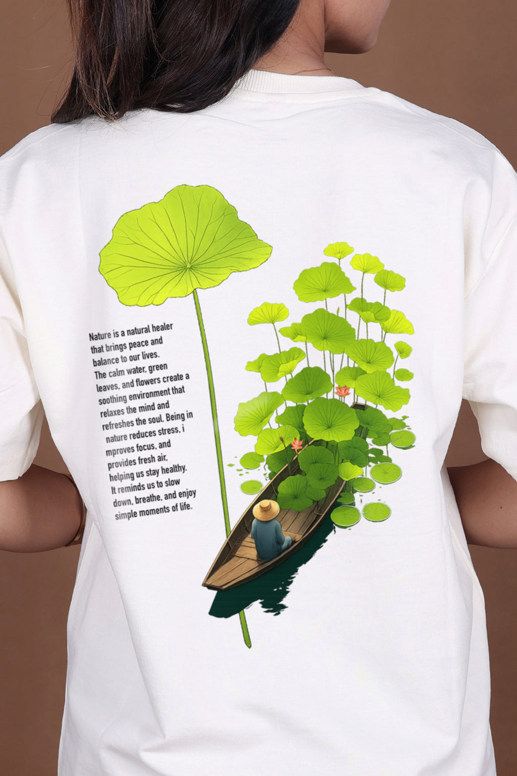 Printed Oversized T-shirt | Eco Soul-Nature Inspired Graphic | Off-White T-Shirt
