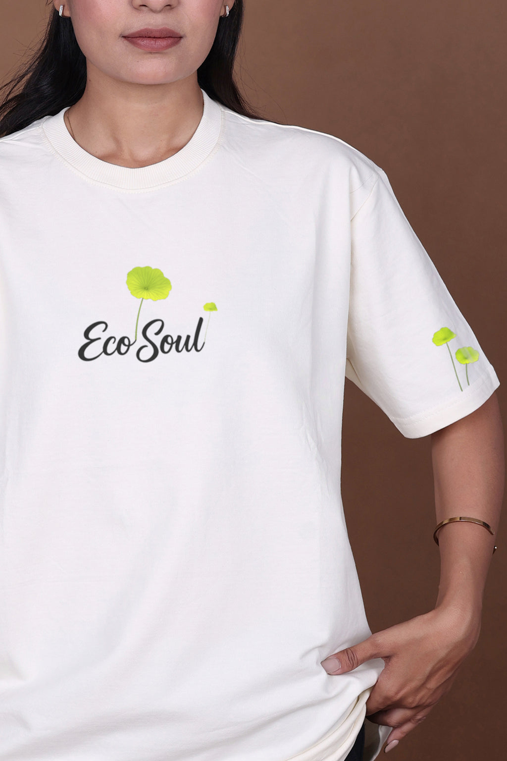 Printed Oversized T-shirt | Eco Soul-Nature Inspired Graphic | Off-White T-Shirt