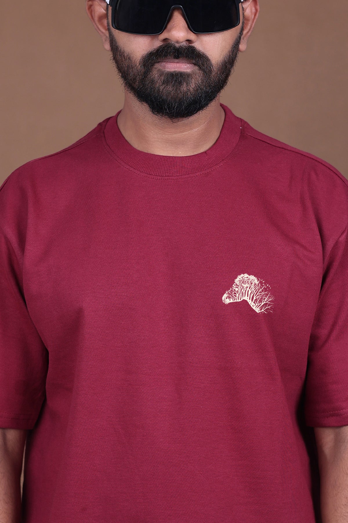 Printed Oversized T-shirt | Find Your Wild | Maroon T-Shirt