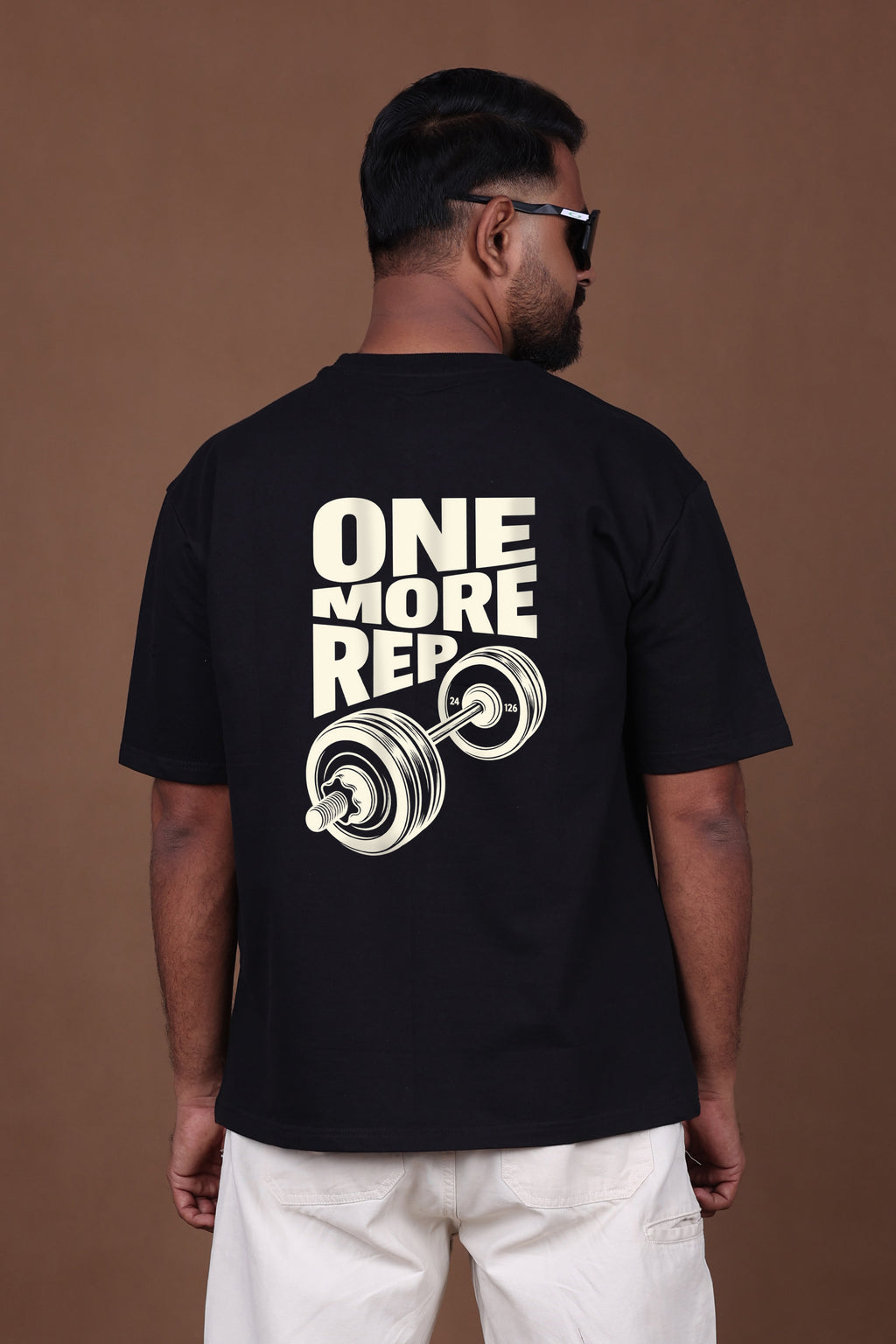 Printed Oversized T-shirt | ONE MORE REP - GYM | Black T-Shirt
