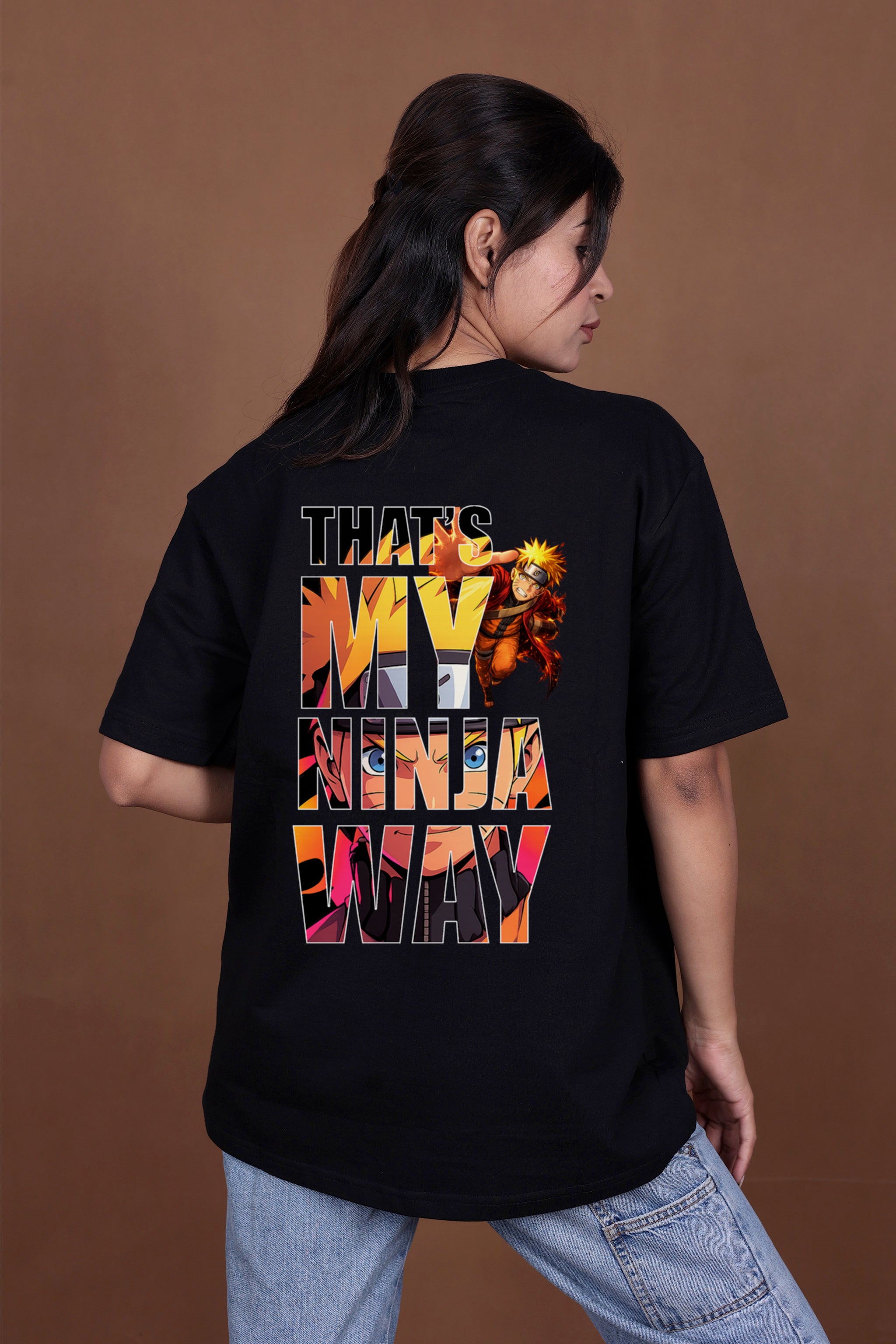 Printed Oversized T-shirt | Hidden Power – Anime Inspired T-Shirt | Black T-Shirt