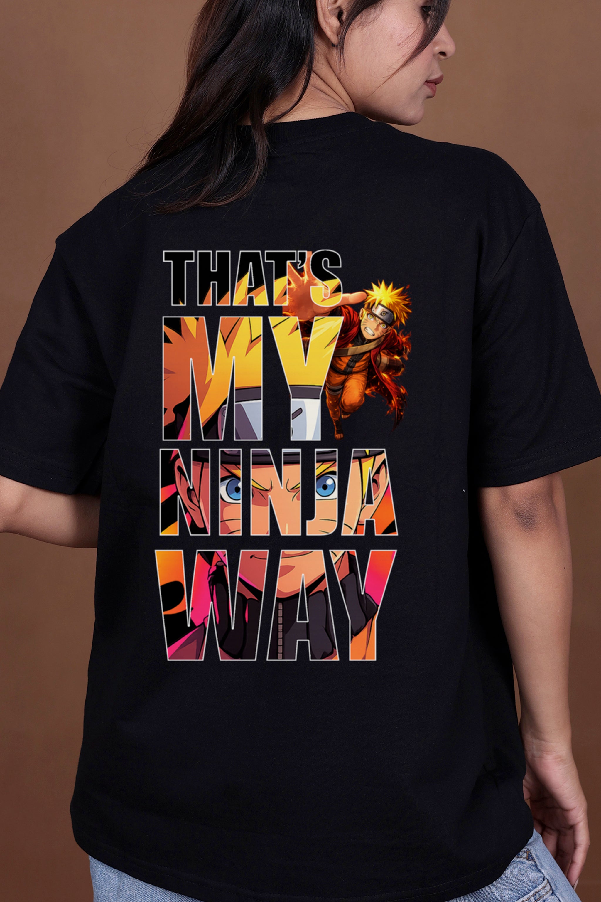 Printed Oversized T-shirt | Hidden Power – Anime Inspired T-Shirt | Black T-Shirt