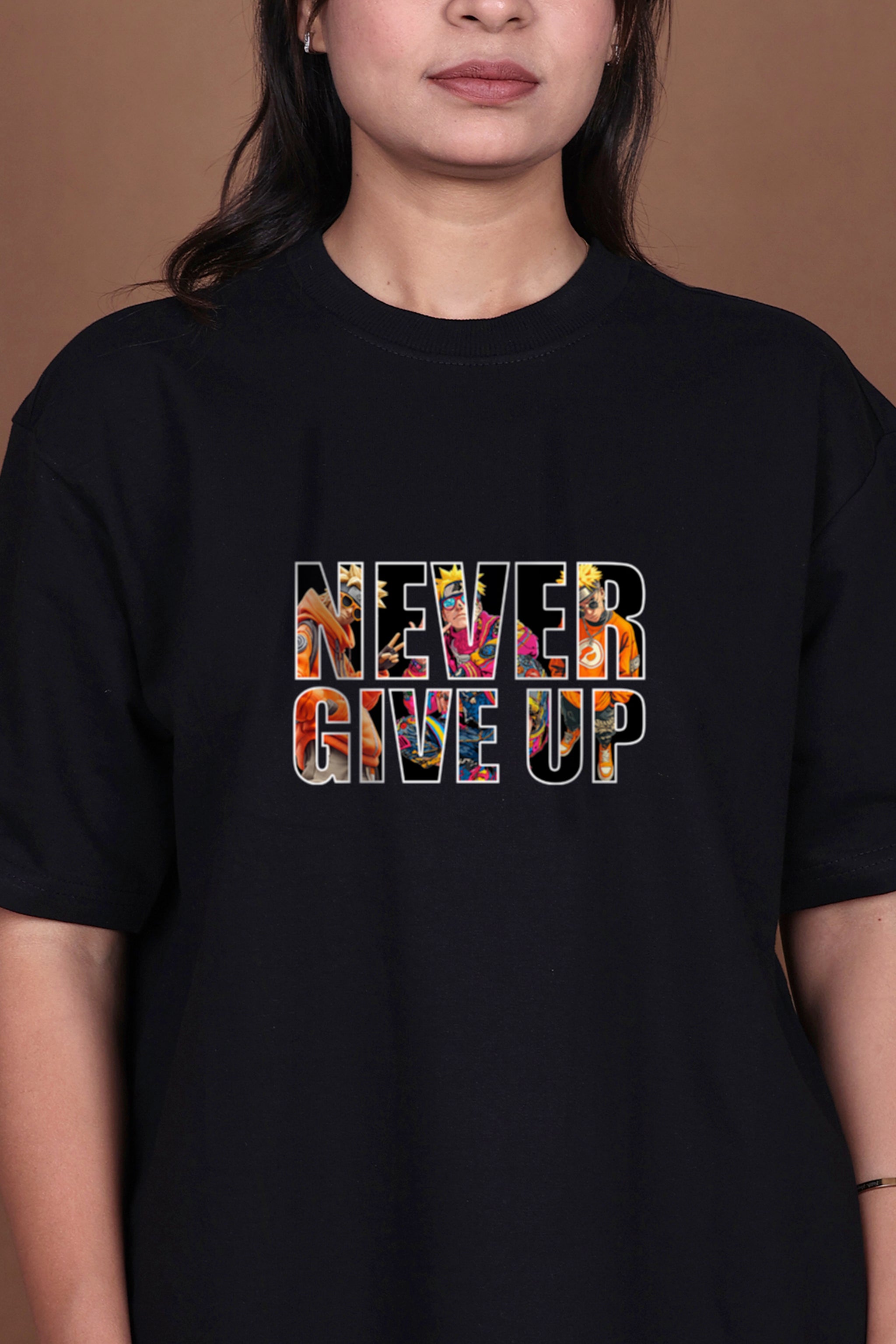 Printed Oversized T-shirt | Hidden Power – Anime Inspired T-Shirt | Black T-Shirt