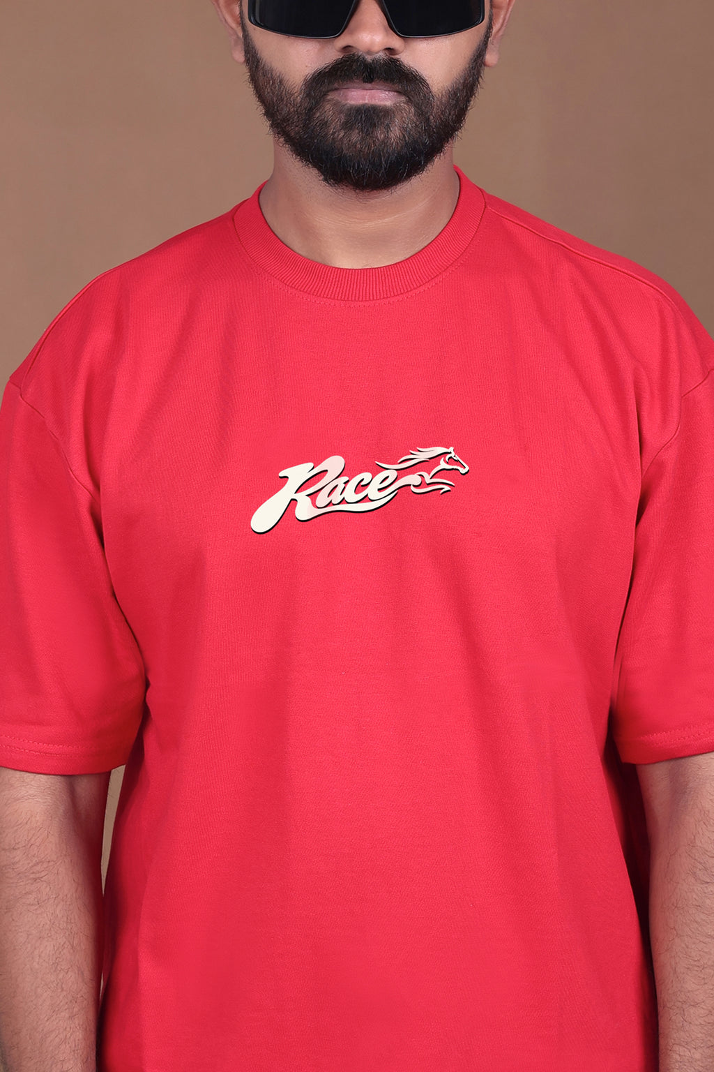 Printed Oversized T-shirt | Ride The Storm | Red T-Shirt