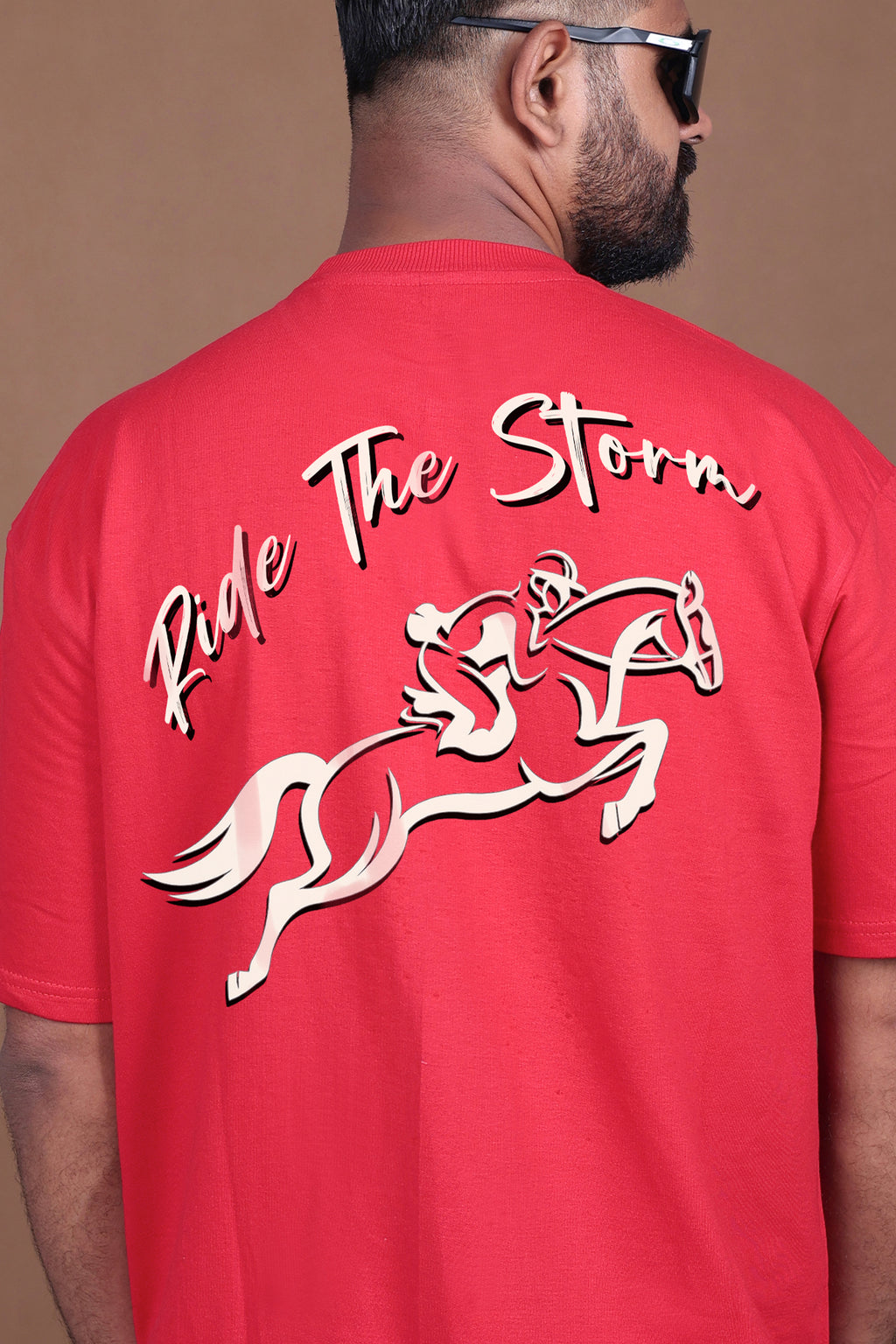 Printed Oversized T-shirt | Ride The Storm | Red T-Shirt