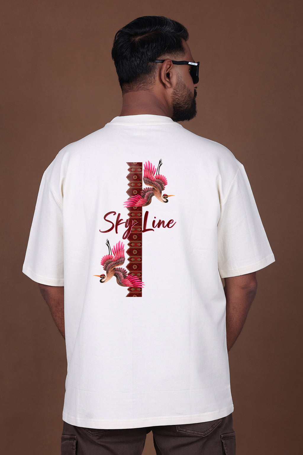 Printed Oversized T-shirt | Skyline – Dream Fly Repeat | Off-White T-Shirt
