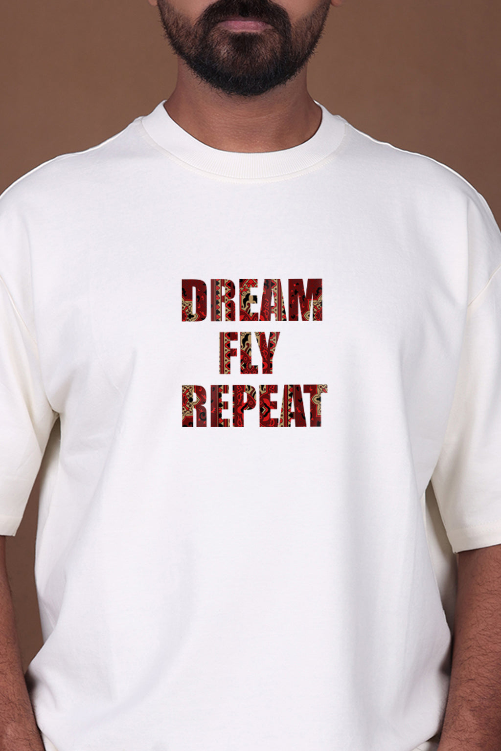 Printed Oversized T-shirt | Skyline – Dream Fly Repeat | Off-White T-Shirt