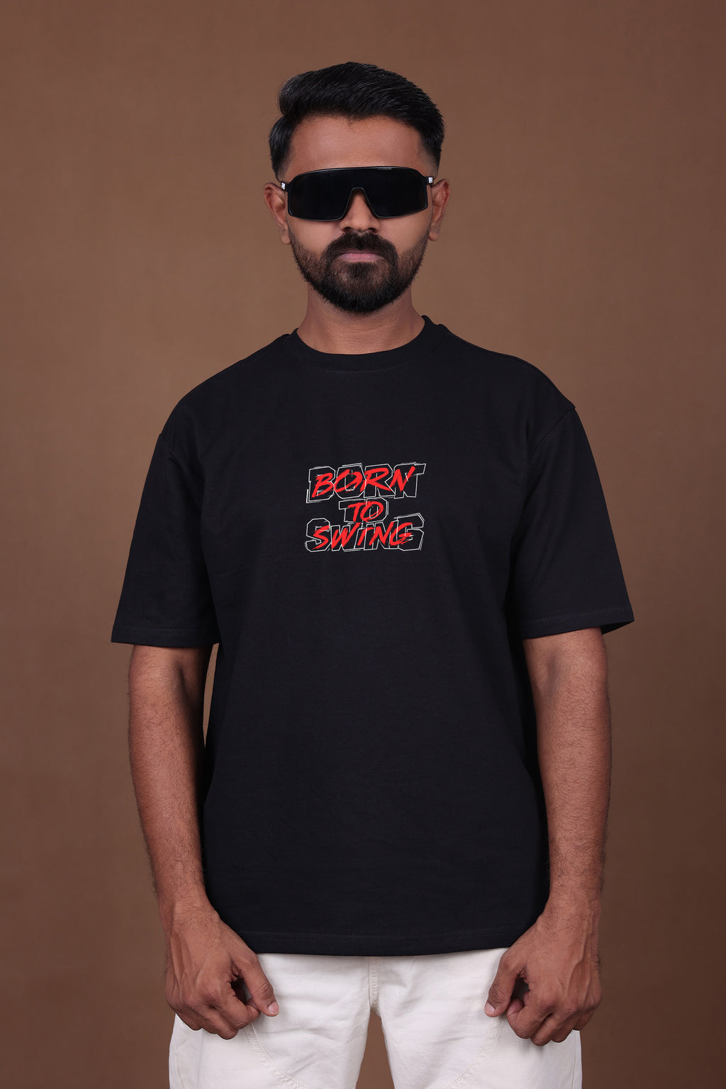 Printed Oversized T-shirt | Born To Swing – Spider Graphic | Black T-Shirt
