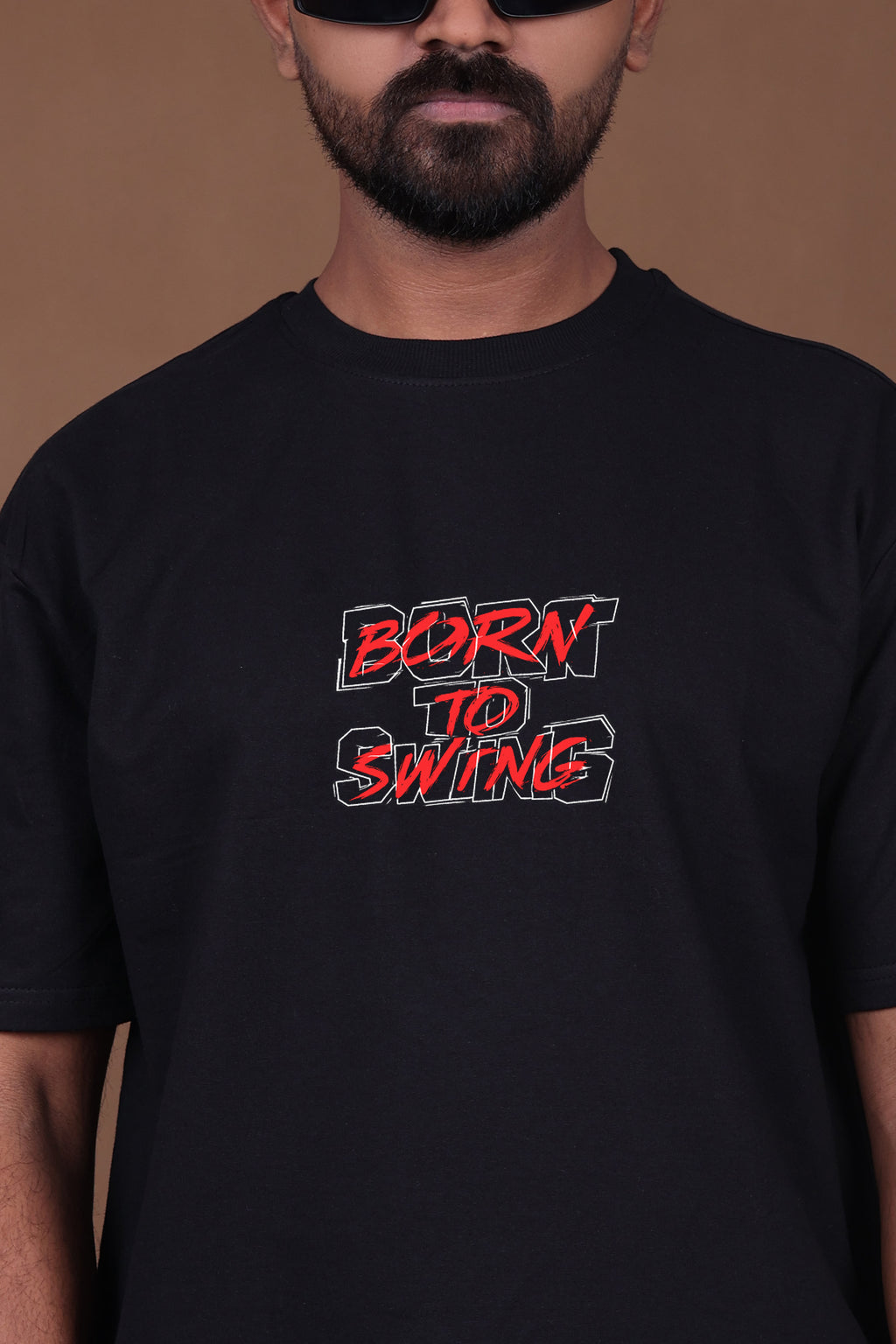 Printed Oversized T-shirt | Born To Swing – Spider Graphic | Black T-Shirt