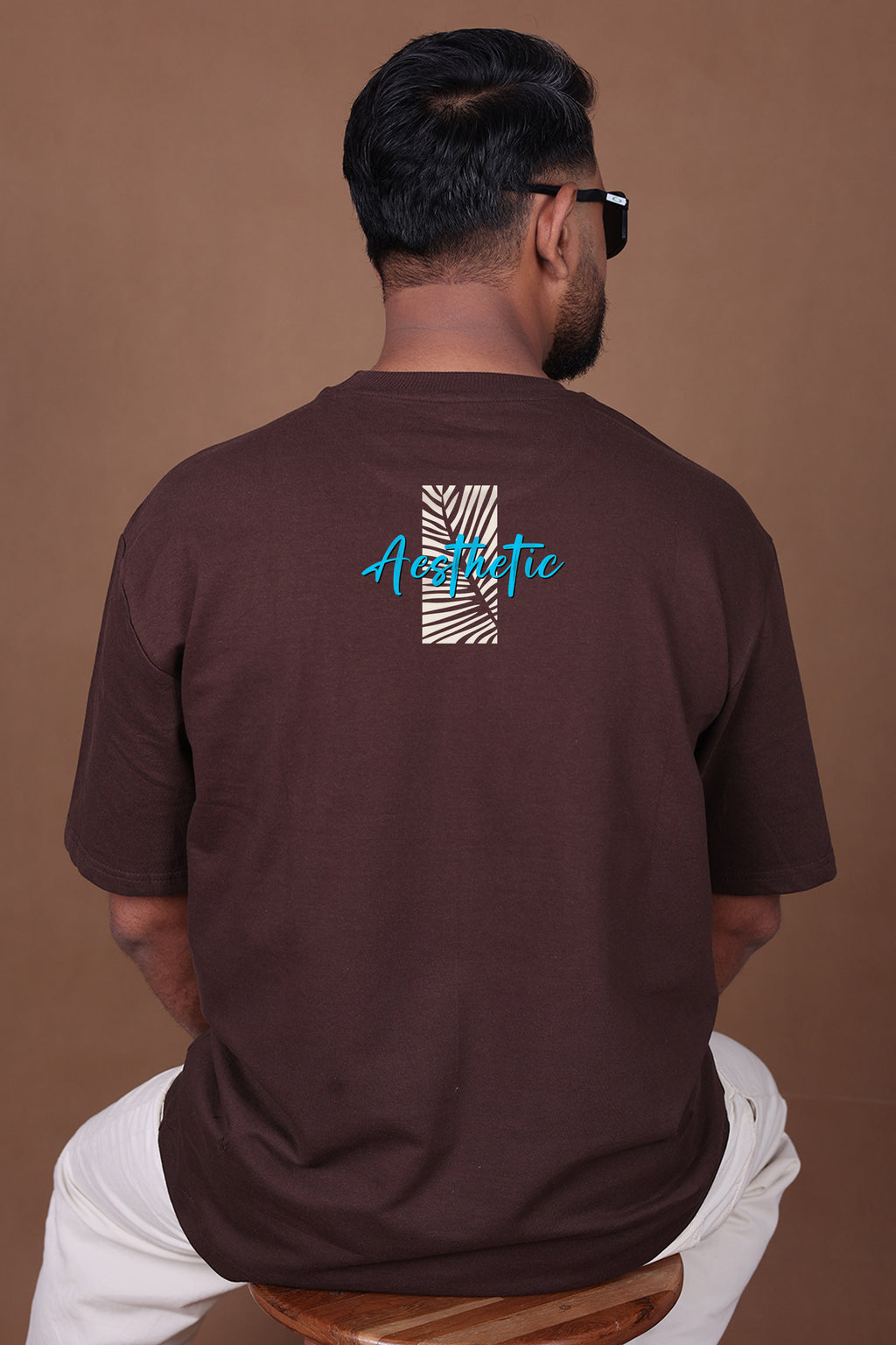 Printed Oversized T-shirt | Ocean Vibes Aesthetic | Brown T-Shirt