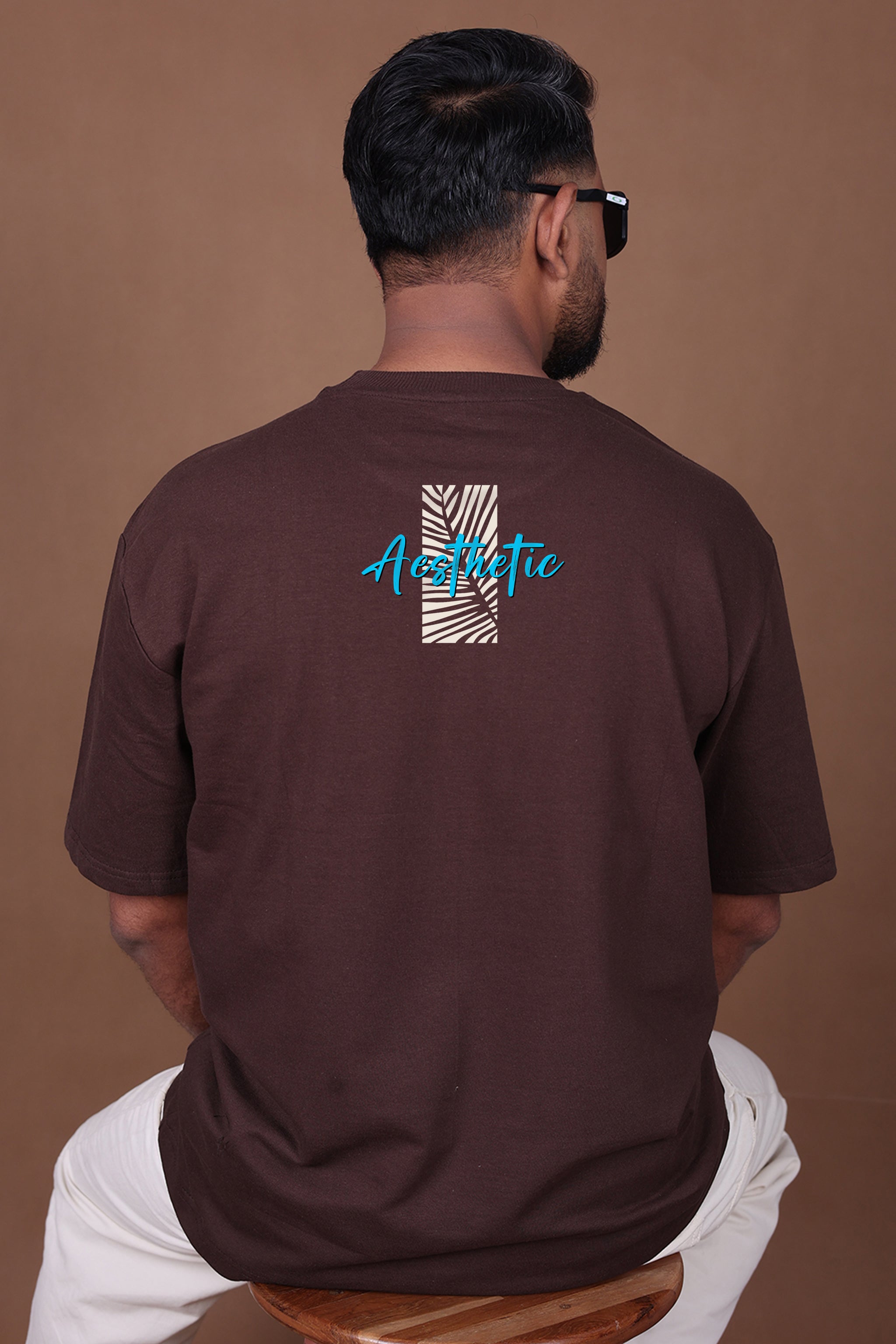 Printed Oversized T-shirt | Ocean Vibes Aesthetic | Brown T-Shirt