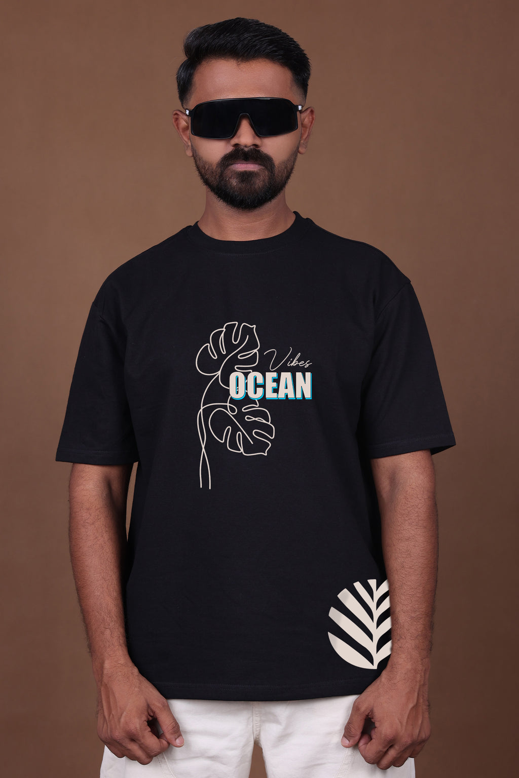 Printed Oversized T-shirt | Ocean Vibes Aesthetic | Black T-Shirt