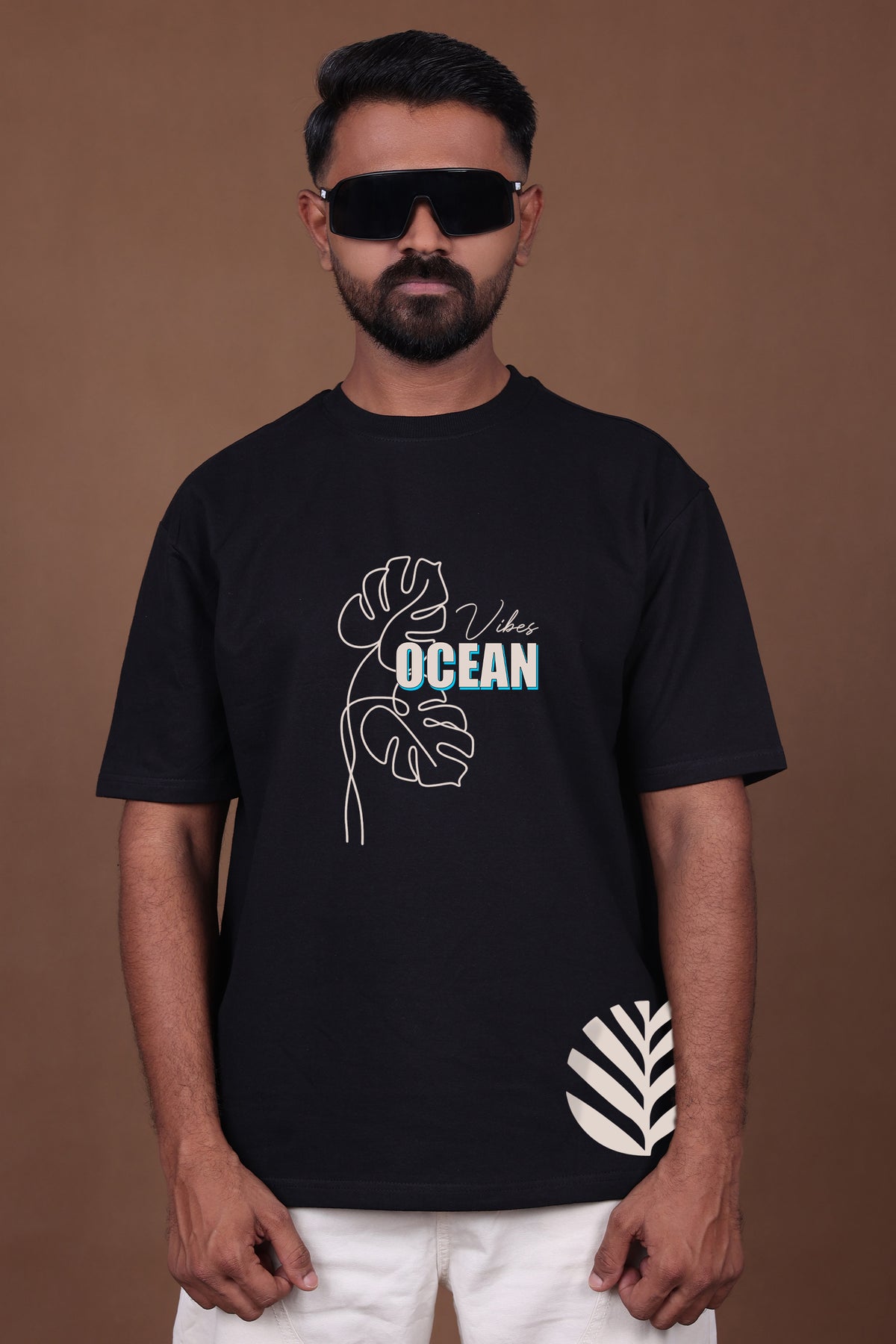 Printed Oversized T-shirt | Ocean Vibes Aesthetic | Black T-Shirt