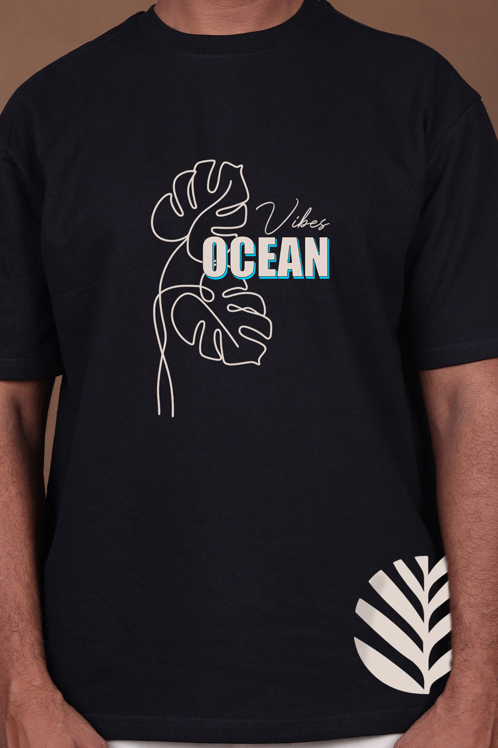 Printed Oversized T-shirt | Ocean Vibes Aesthetic | Black T-Shirt
