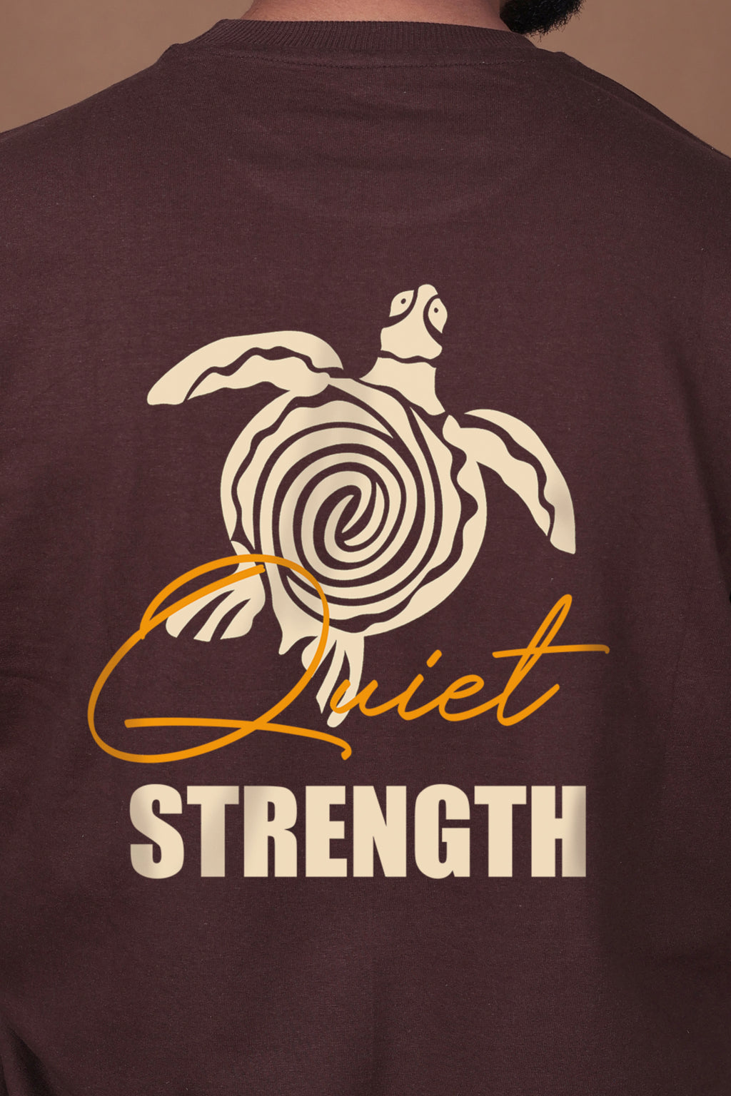 Printed Oversized T-shirt | The Quiet Strength – Turtle Edition| Brown T-Shirt
