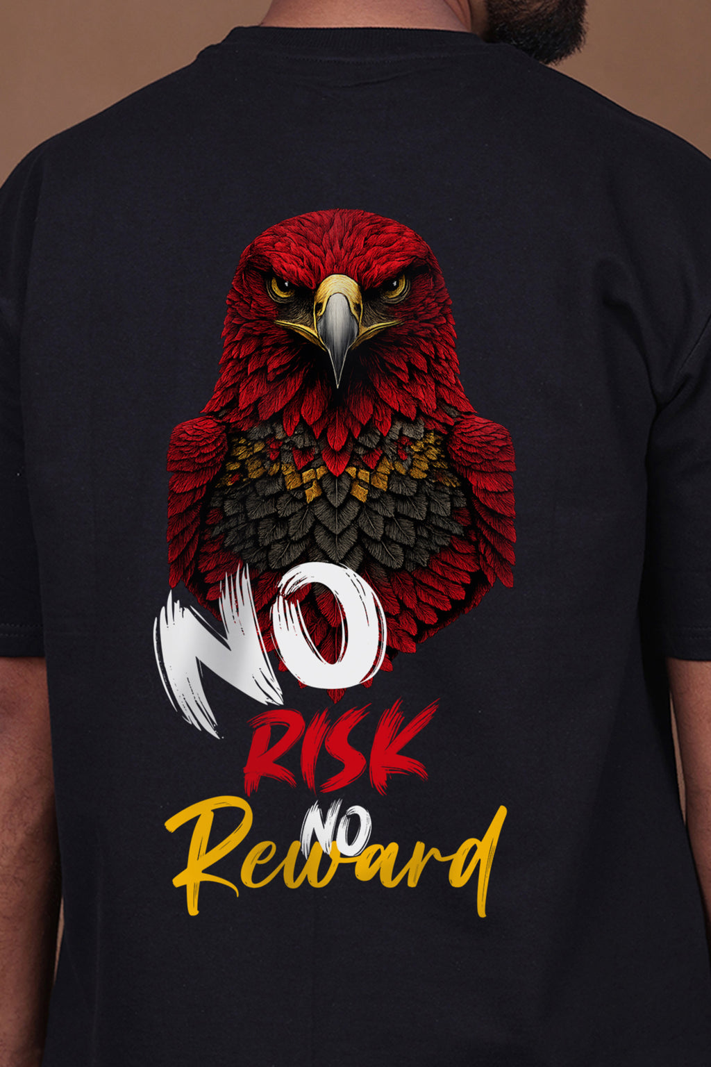 Printed Oversized T-shirt | Eagle Attitude Graphic Tee | Black T-Shirt