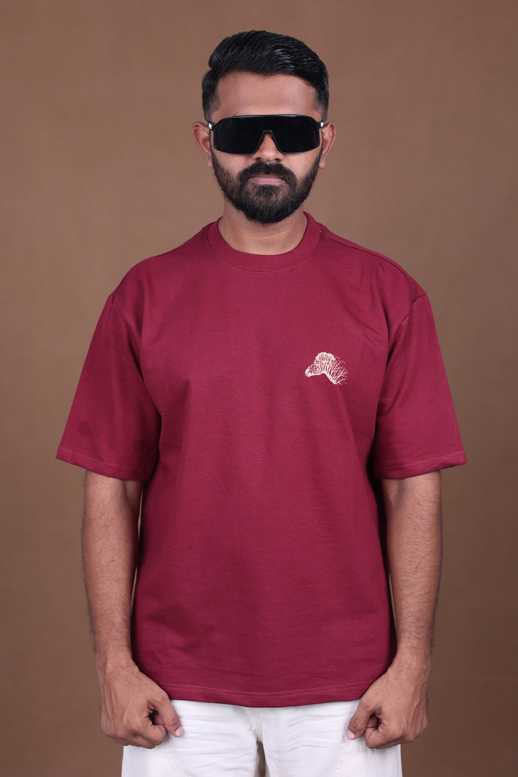 Printed Oversized T-shirt | Find Your Wild | Maroon T-Shirt
