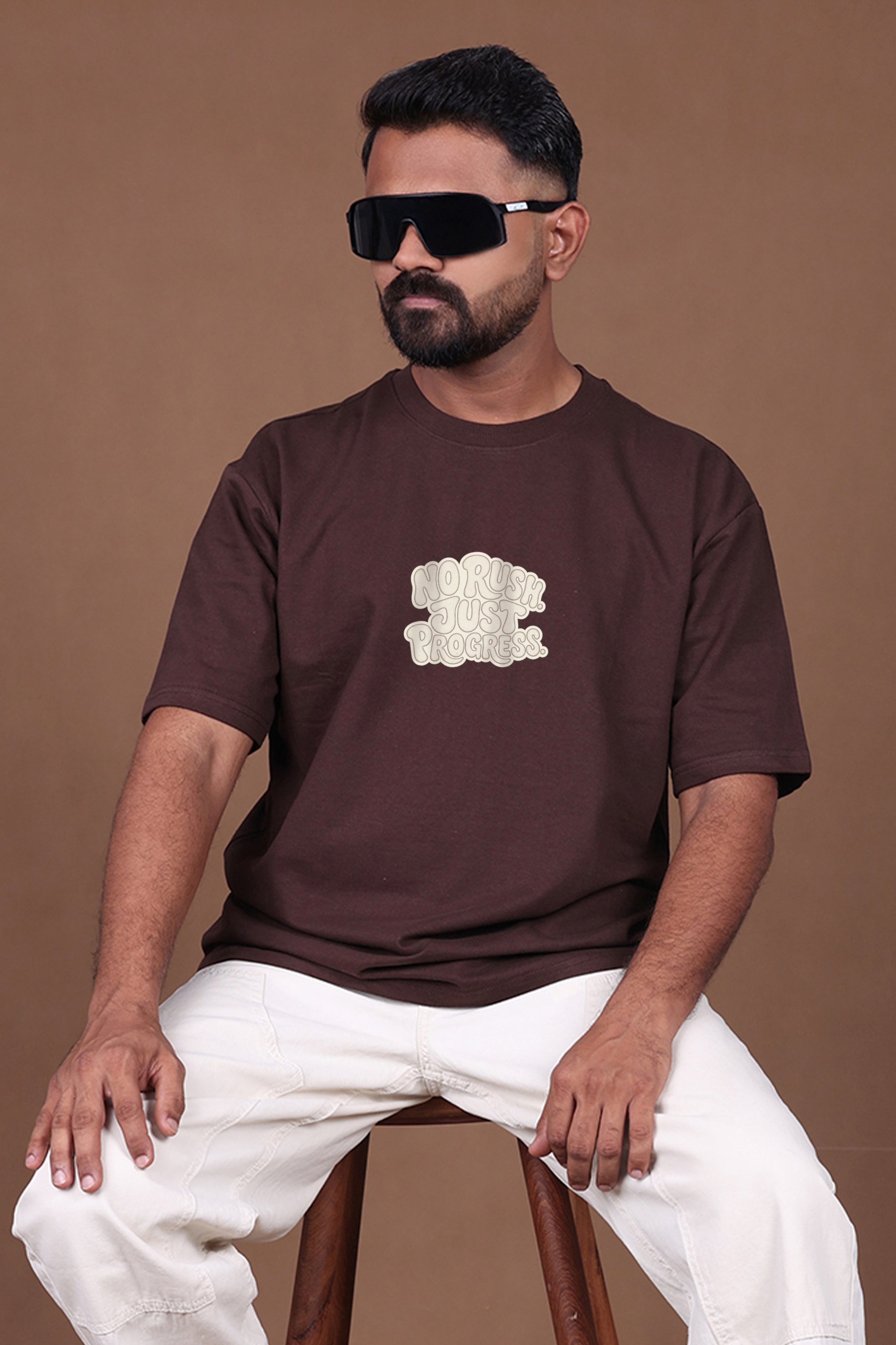 Printed Oversized T-shirt | The Quiet Strength – Turtle Edition| Brown T-Shirt