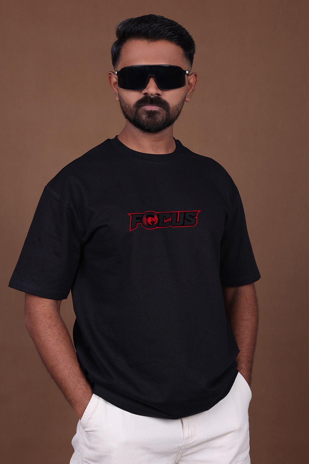 Printed Oversized T-shirt | Eagle Attitude Graphic Tee | Black T-Shirt