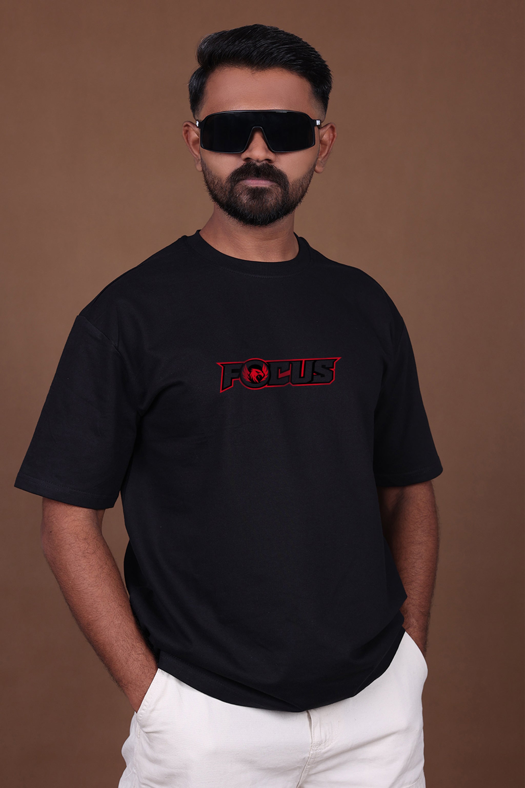 Printed Oversized T-shirt | Eagle Attitude Graphic Tee | Black T-Shirt