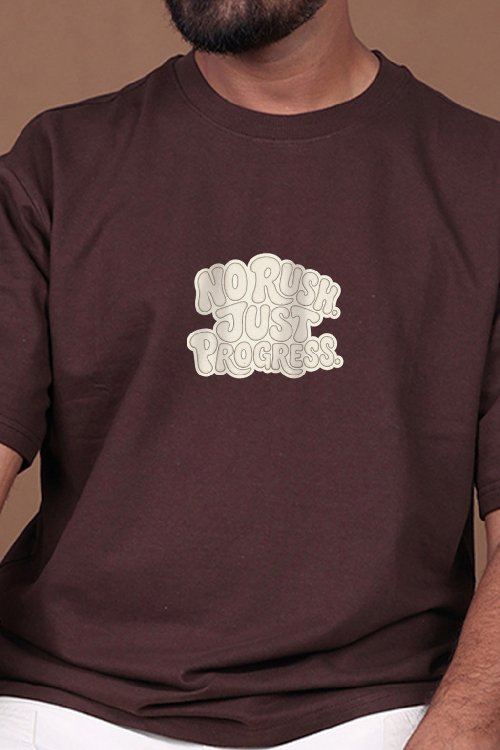 Printed Oversized T-shirt | The Quiet Strength – Turtle Edition| Brown T-Shirt