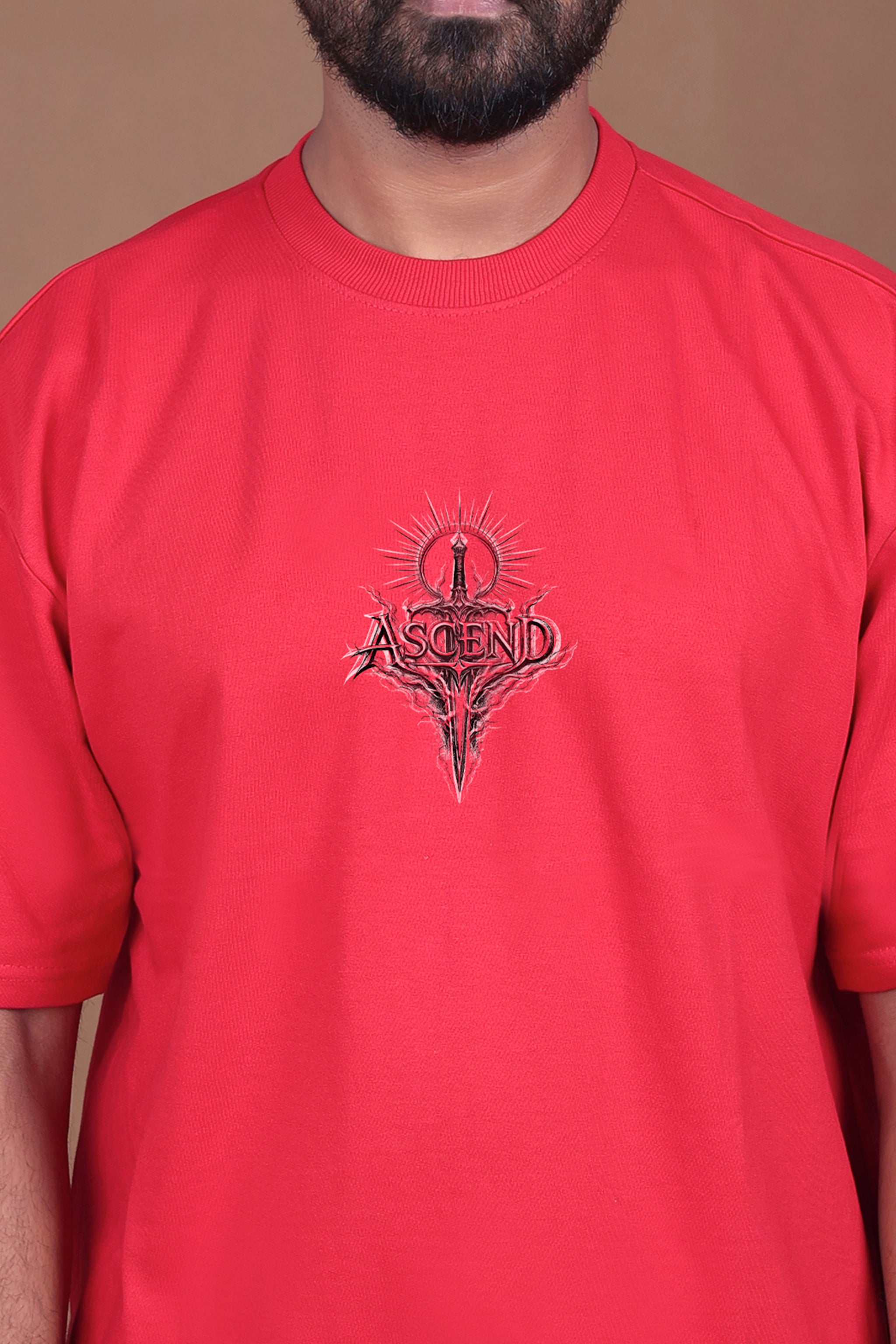 Printed Oversized T-shirt | UNBREAKABLE Angel Warrior| Red T-Shirt