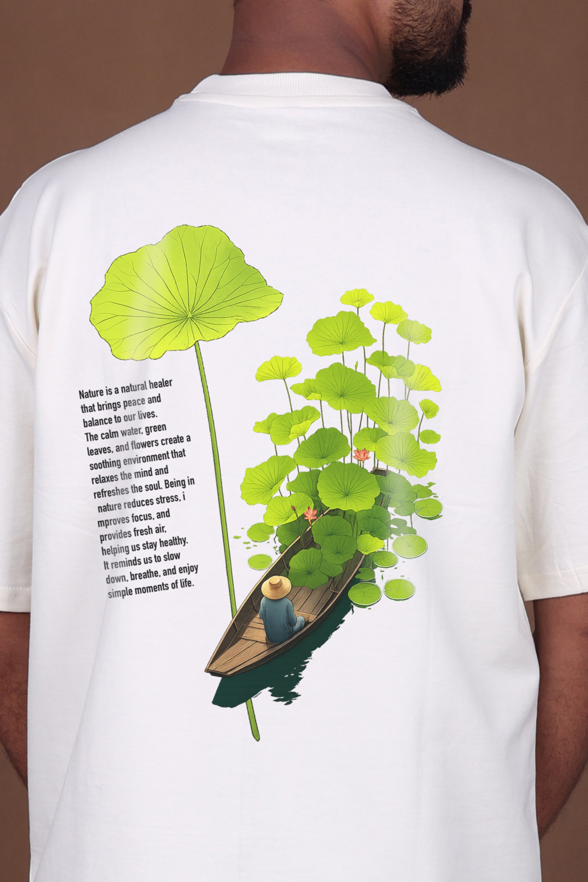 Printed Oversized T-shirt | Eco Soul-Nature Inspired Graphic | Off-White T-Shirt