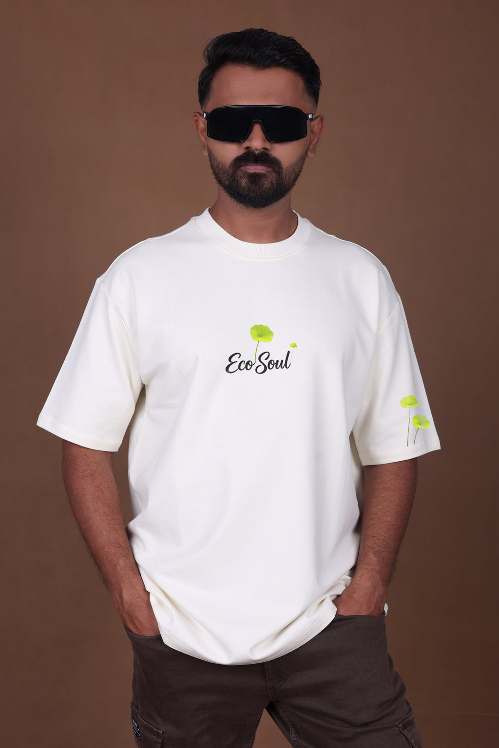 Printed Oversized T-shirt | Eco Soul-Nature Inspired Graphic | Off-White T-Shirt