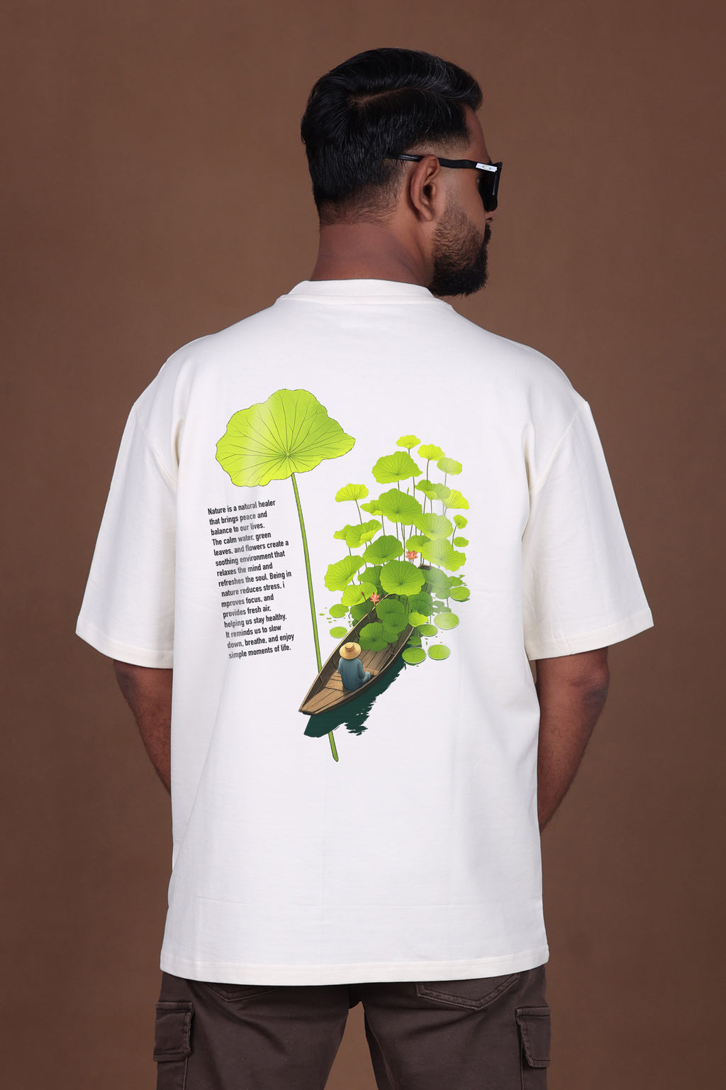 Printed Oversized T-shirt | Eco Soul-Nature Inspired Graphic | Off-White T-Shirt