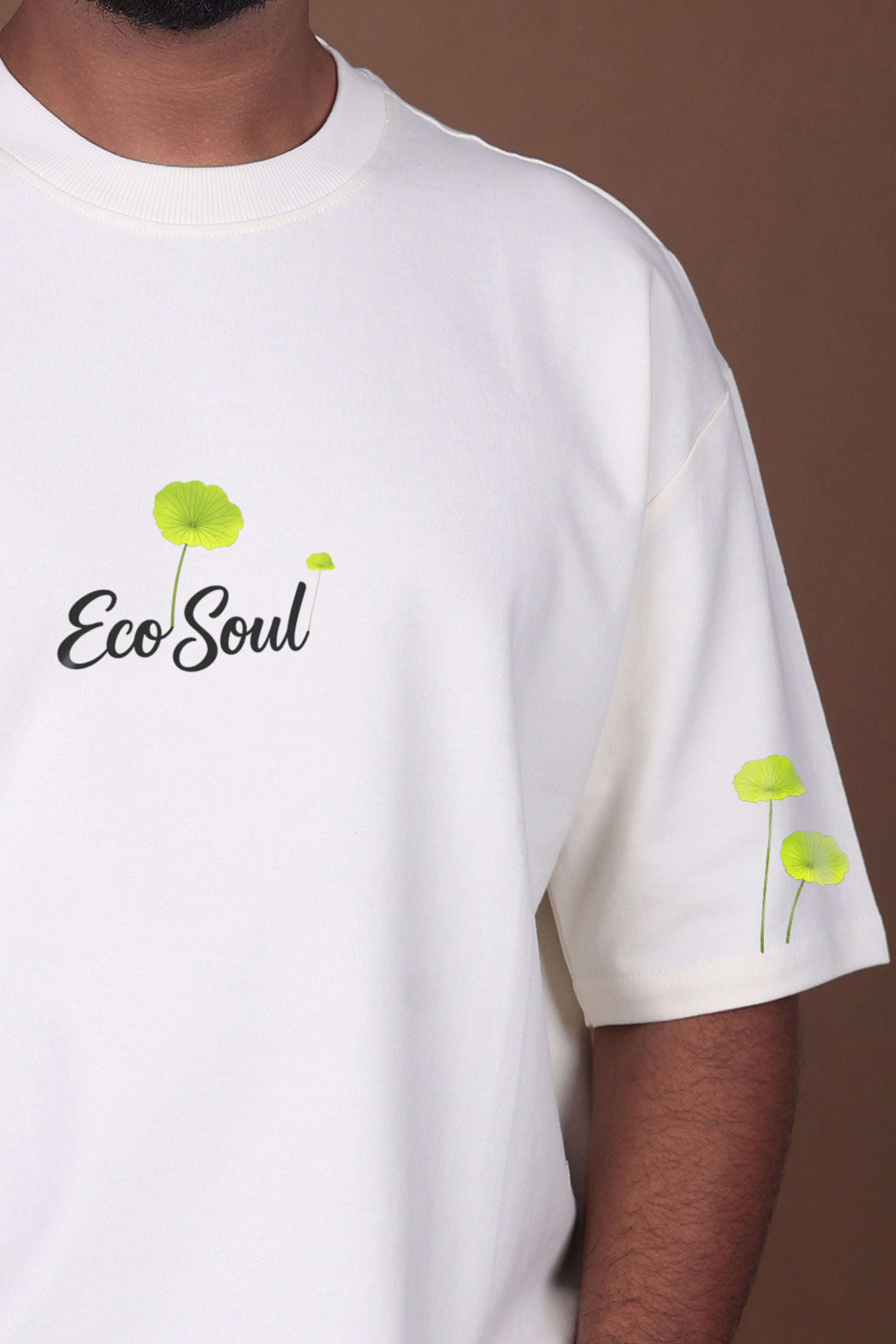 Printed Oversized T-shirt | Eco Soul-Nature Inspired Graphic | Off-White T-Shirt