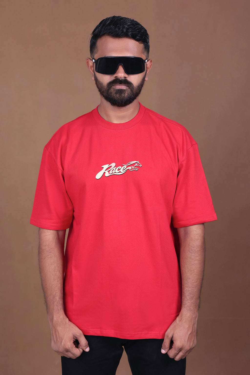 Printed Oversized T-shirt | Ride The Storm | Red T-Shirt