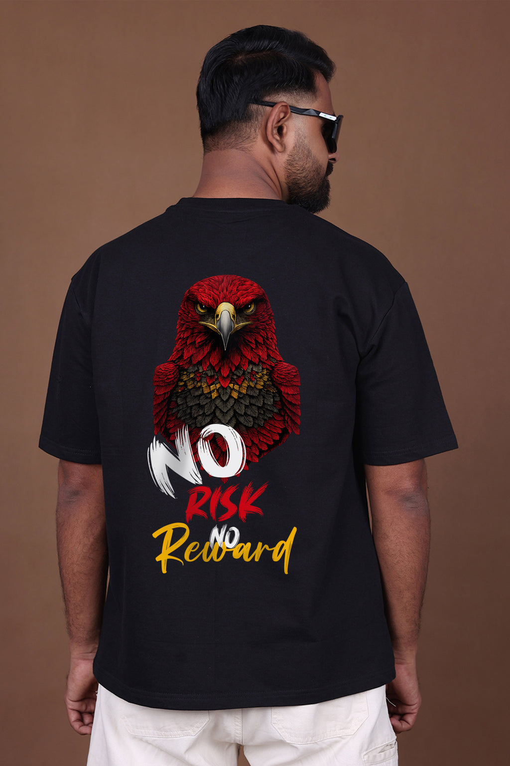 Printed Oversized T-shirt | Eagle Attitude Graphic Tee | Black T-Shirt