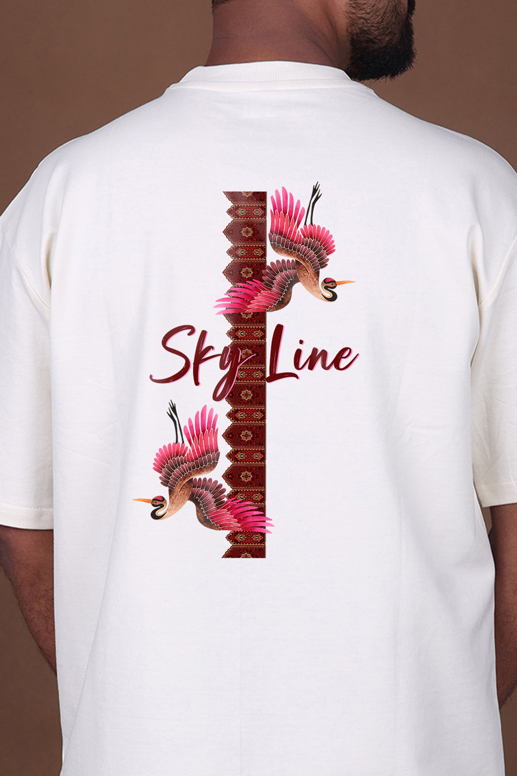 Printed Oversized T-shirt | Skyline – Dream Fly Repeat | Off-White T-Shirt