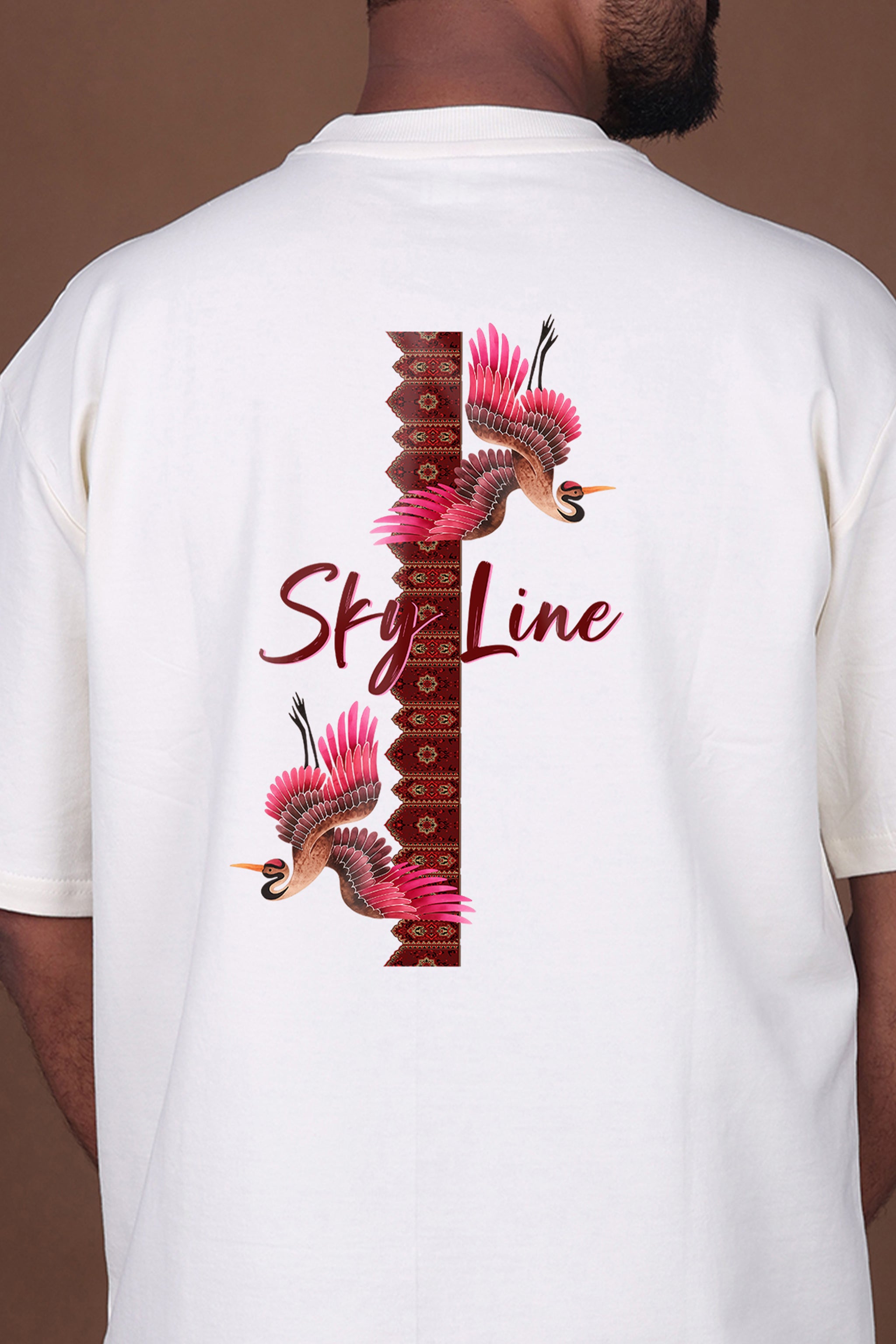 Printed Oversized T-shirt | Skyline – Dream Fly Repeat | Off-White T-Shirt